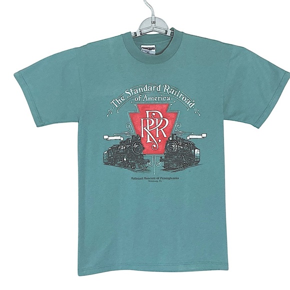 Standard Railroad of America Train Museum Graphic Short Sleeve Tee Shirt Teal S - Picture 4 of 12